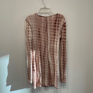 Brown tie dye mini long sleeve dress size small